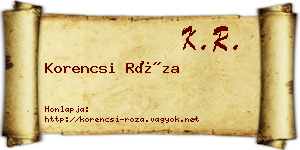 Korencsi Róza névjegykártya